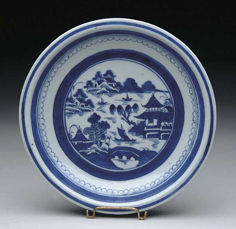 Appraisal: RARE BLUE AND WHITE CANTON PIE DISH SIZE - dia