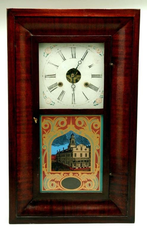 Appraisal: Chauncey Jerome shelf clock Mahogany veneer case housing an -day