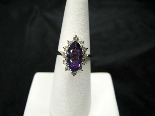 Appraisal: Amethyst Diamond Ring marquise carat shape gem surrounded by diamonds