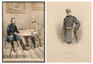 Appraisal: Two Robert E Lee Framed Prints including Surrender of Gen'l