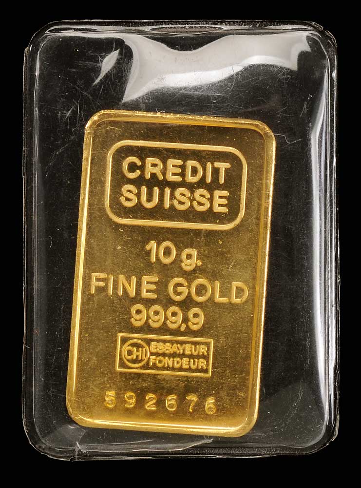 Appraisal: Credit Suisse Gram Gold Ingot serial number oz T fine