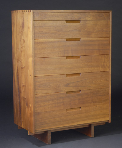 Appraisal: GEORGE NAKASHIMA Walnut seven-drawer chest of dovetailed construction Provenance available