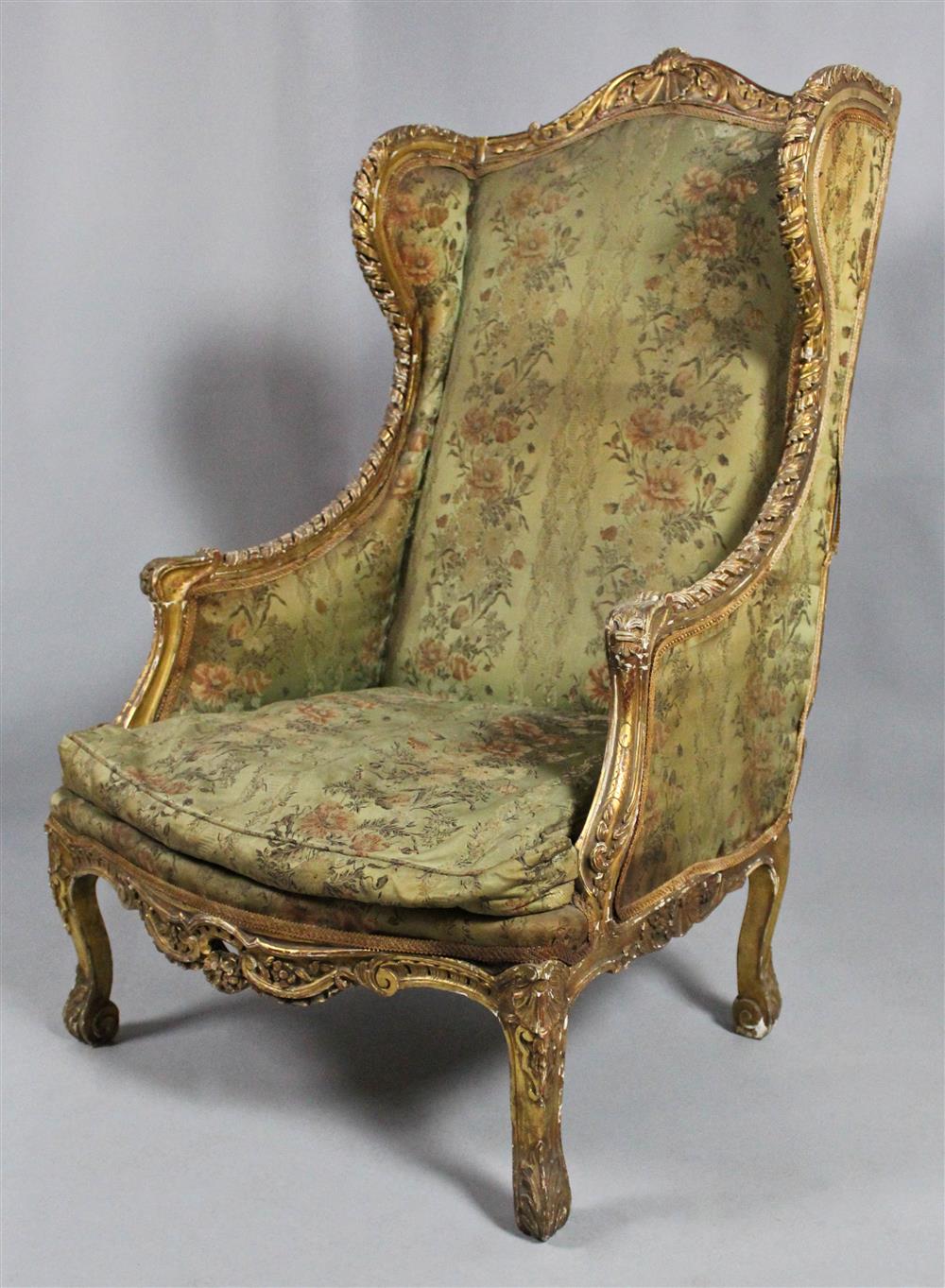 Appraisal: REGENCE STYLE GILTWOOD GRAND BERGERE late th Century carved with