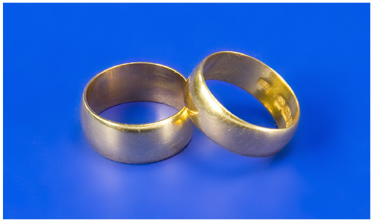 Appraisal: Two ct Gold Wedding Bands Both Fully Hallmarked Size K