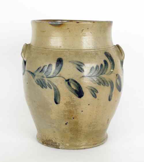 Appraisal: Pennsylvania stoneware crock th c with cobalt floral and foliate