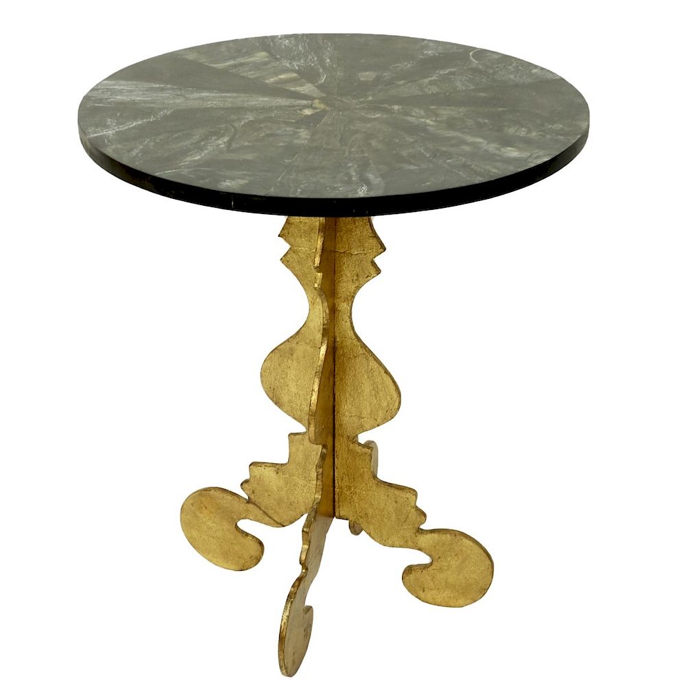 Appraisal: Faux Marble Side Table Faux Marble and Wood Occasional Table