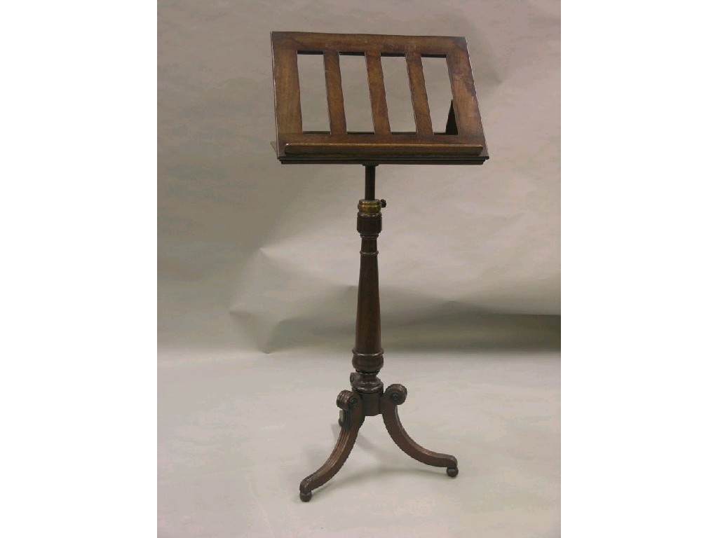 Appraisal: A late Georgian mahogany music stand slatted top adjustable on