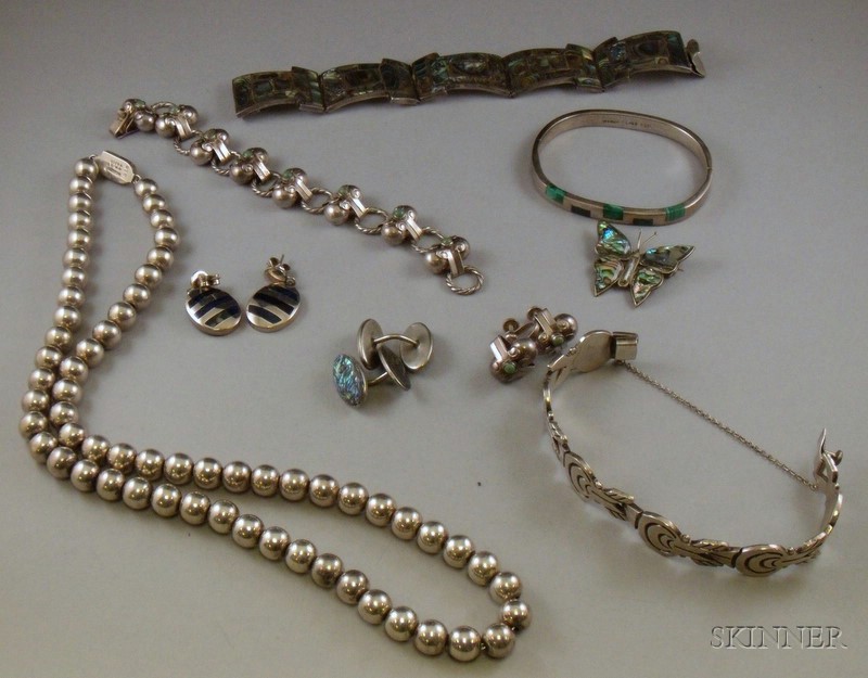 Appraisal: Group of Vintage Mexican Silver Jewelry mostly Taxco