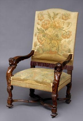 Appraisal: RENAISSANCE REVIVAL TAPESTRY-COVERED ARMCHAIR ATTRIBUTED TO ALLARD ET CIE Original