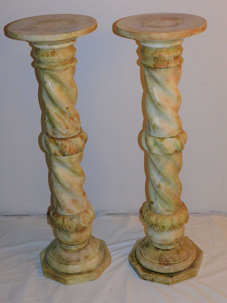 Appraisal: PAIR ONYX STATUARY PEDESTALS Pair of old carved onyx statuary