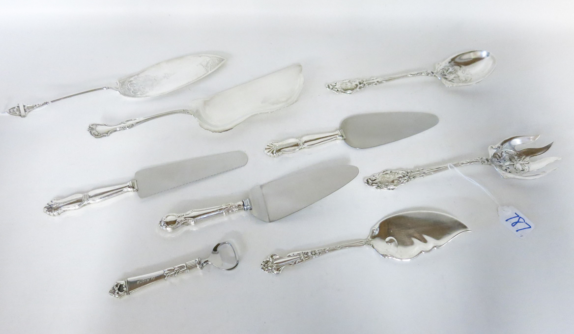 Appraisal: ASSORTED STERLING SILVER FLATWARE nine pieces comprised of solid crumber