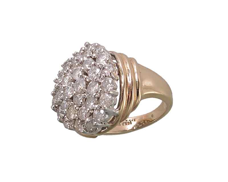 Appraisal: PAVE DIAMOND RING K yellow gold ring contains thirty four