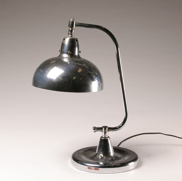 Appraisal: Apollo chrome table desk lamp reflective glass inset in shade