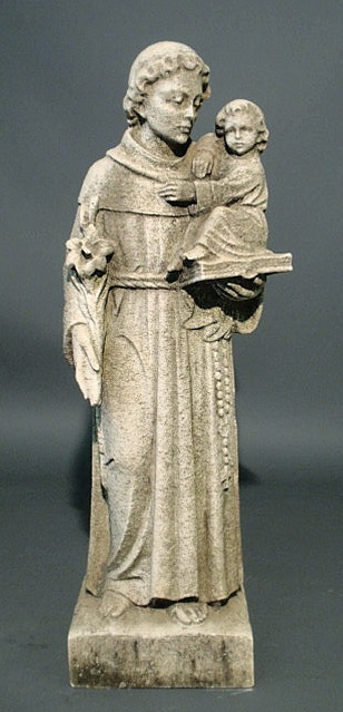 Appraisal: Carved limestone statue St Anthony of Padua Franciscan h x