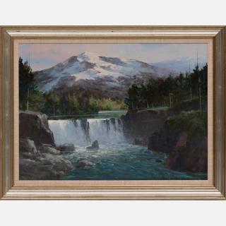 Appraisal: Marc Moon American - Landscape with Waterfall Oil on canvas