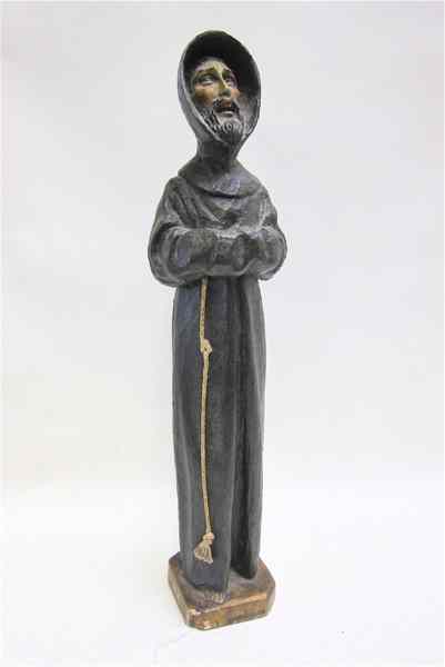 Appraisal: SPANISH WOOD HAND CARVED SANTOS depicting St Francis of Assisi