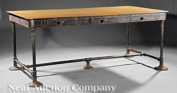 Appraisal: An American Brass and Iron Industrial Work Table th c