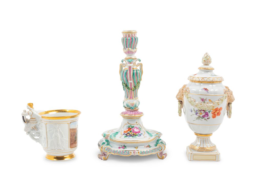 Appraisal: Two Berlin K P M Porcelain Articles and a Meissen