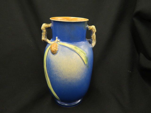 Appraisal: Roseville Pottery Pinecone Vase blue tall excellent