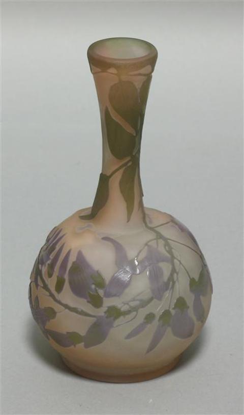 Appraisal: GALLE CAMEO GLASS SMALL VASE Signed Galle in cameo the