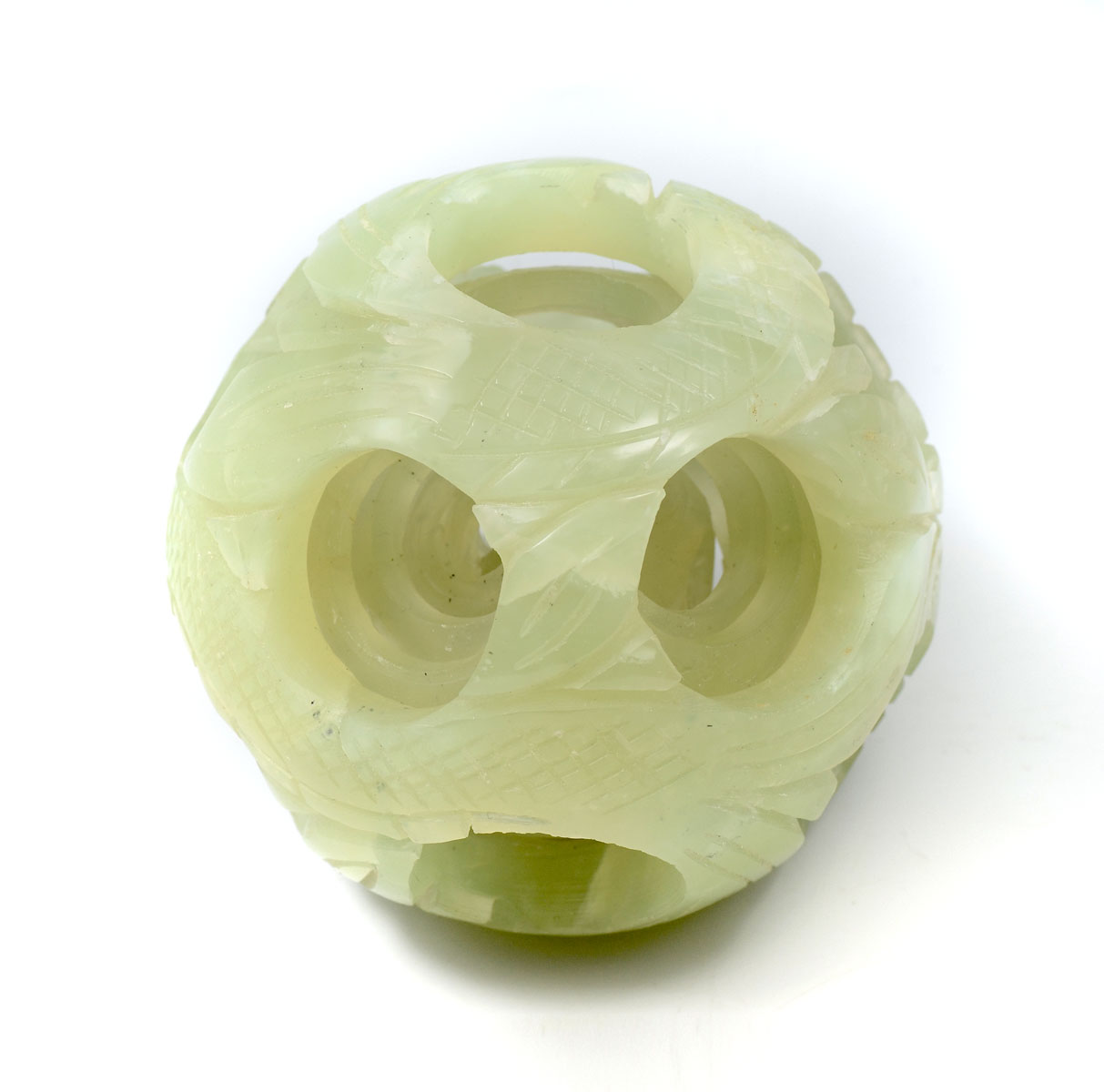 Appraisal: CARVED JADE PUZZLE BALL Carved Chinese - layer jade puzzle