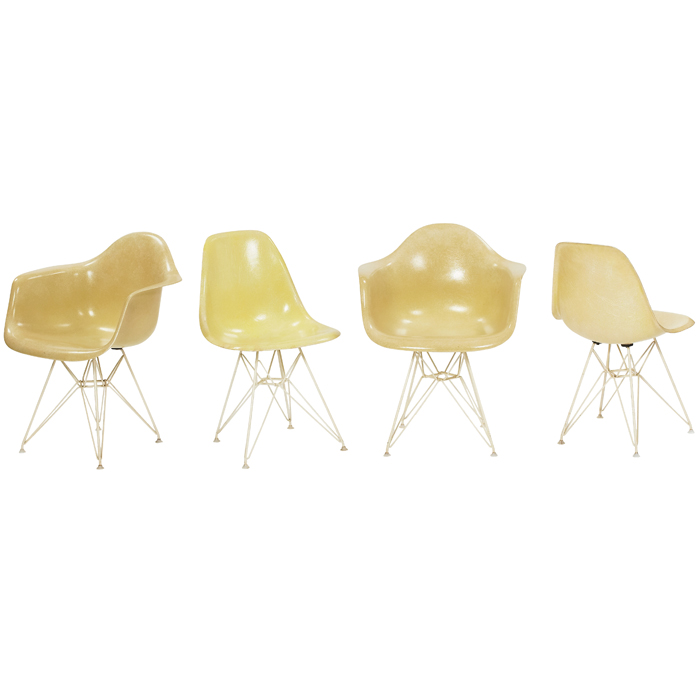 Appraisal: Charles and Ray Eames fiberglass chairs four by Herman Miller