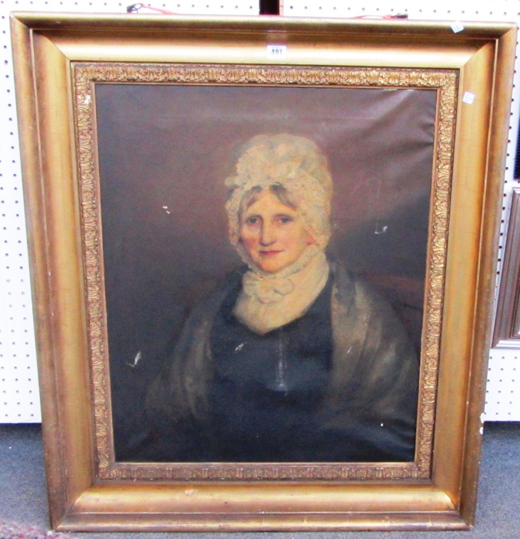 Appraisal: English School th century Portrait of a lady oil on