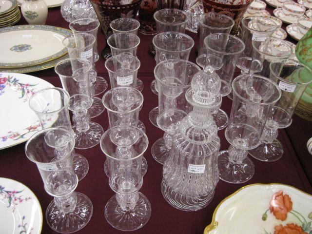 Appraisal: pc Fine Crystal decanter goblets wines Venetian style