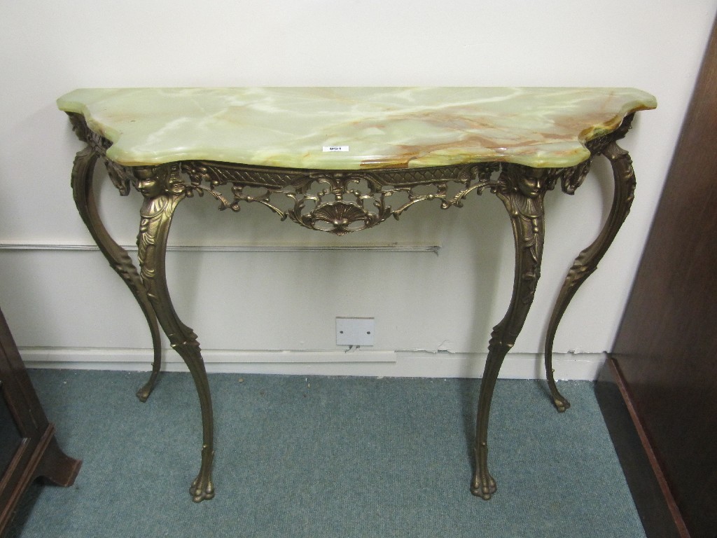 Appraisal: Gilt metal hall table with onyx top