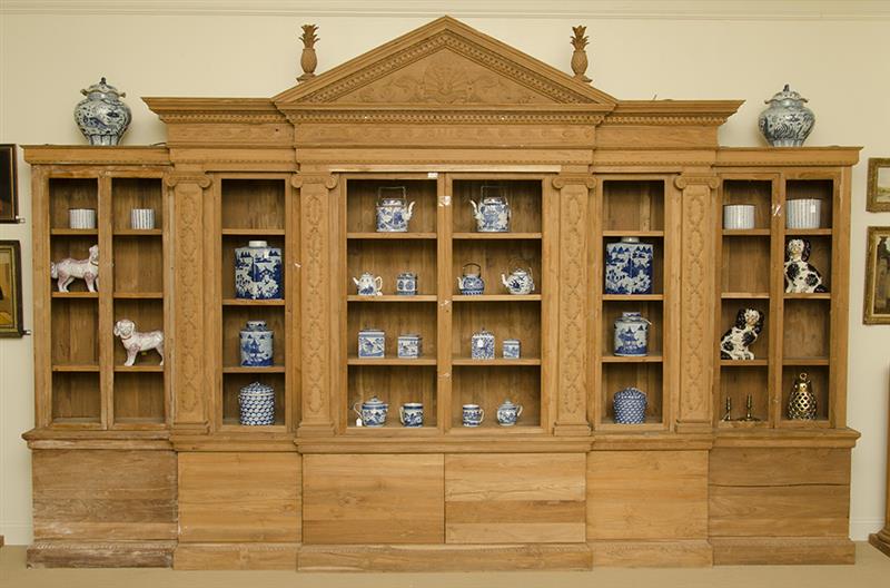 Appraisal: Large Indian Palladian Inspired Carved Teak Bookcase ft in x