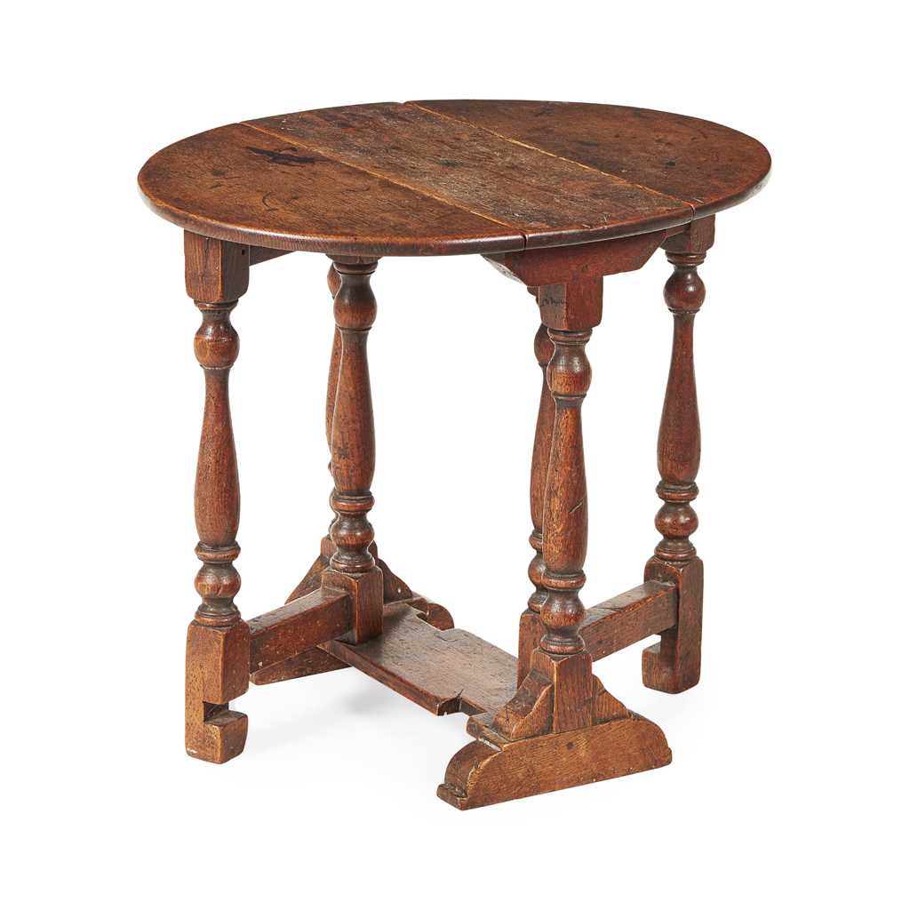 Appraisal: SMALL WILLIAM AND MARY OAK GATELEG TABLE LATE TH CENTURY