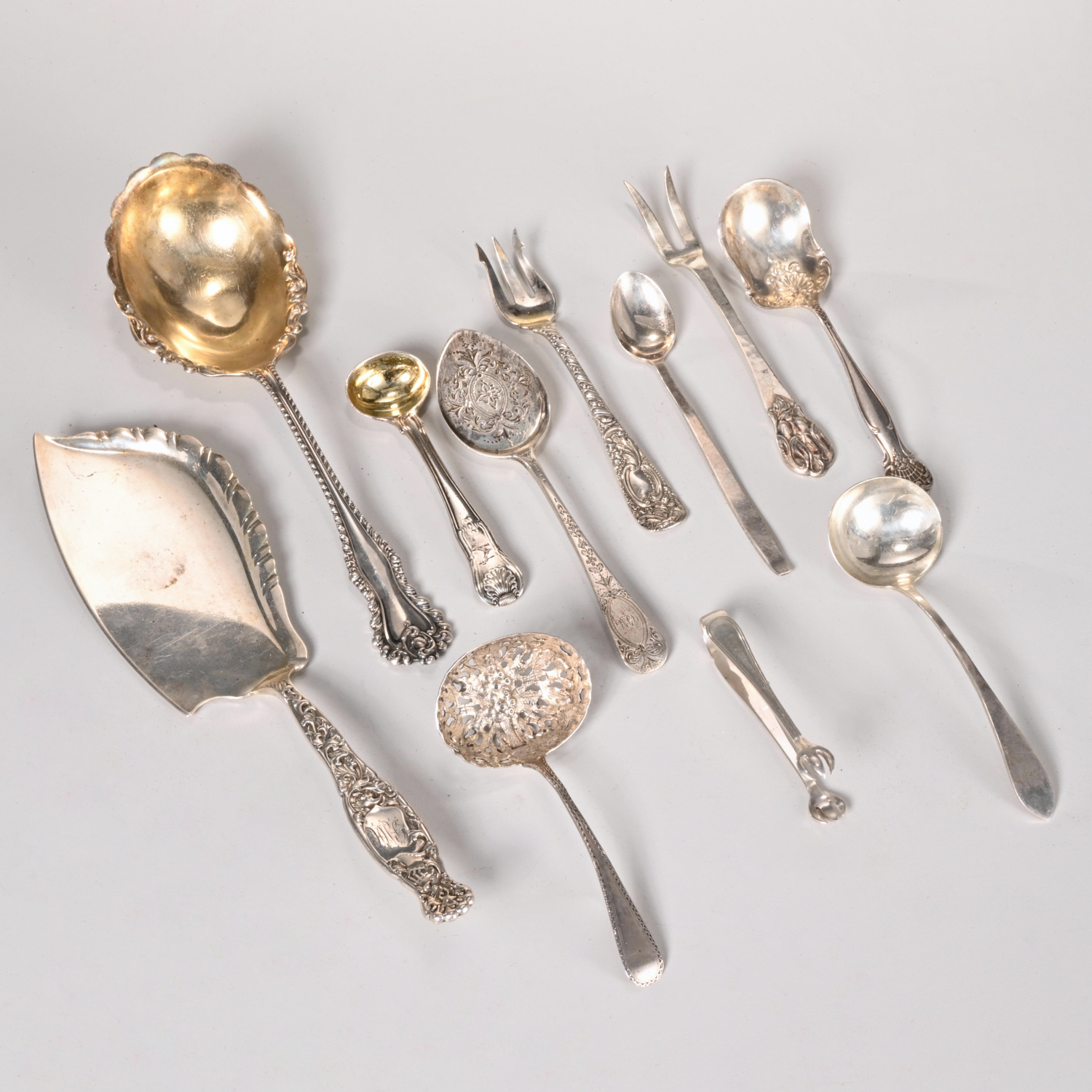 Appraisal: GROUP ASSORTED STERLING SILVER SERVING PIECES th c pieces incl