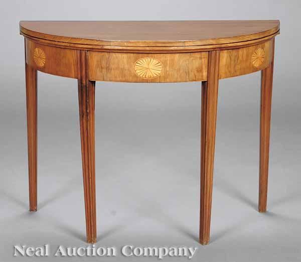 Appraisal: A George III Inlaid Mahogany Demilune Games Table late th