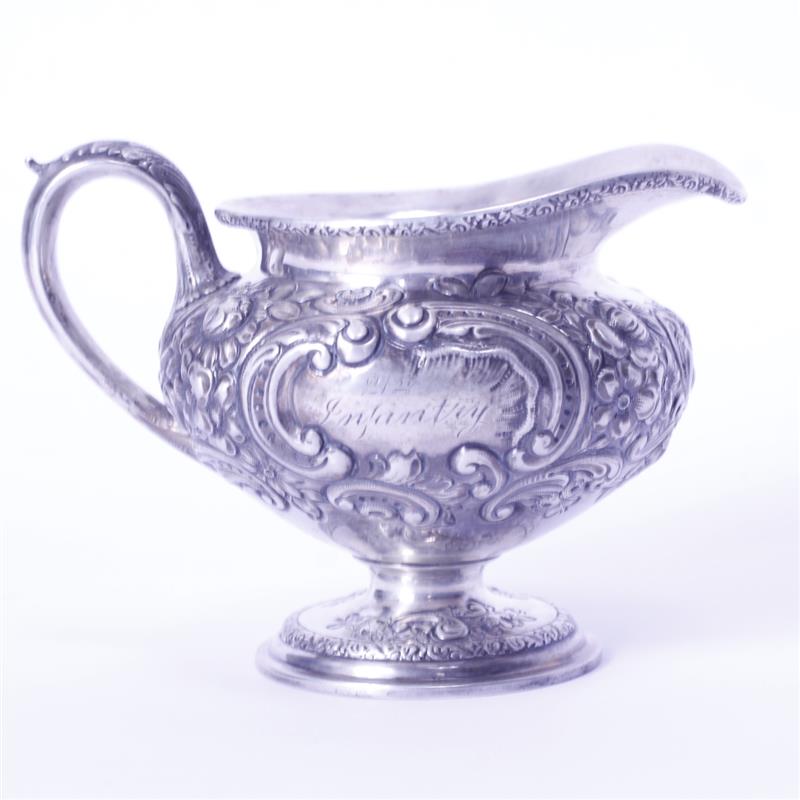 Appraisal: Gorham sterling silver pint repousse commemorative pitcher with ' st