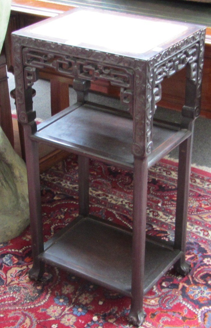 Appraisal: A pair of early th century Chinese hardwood rectangular urn