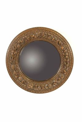 Appraisal: A late th century carved walnut wall mirror the circular