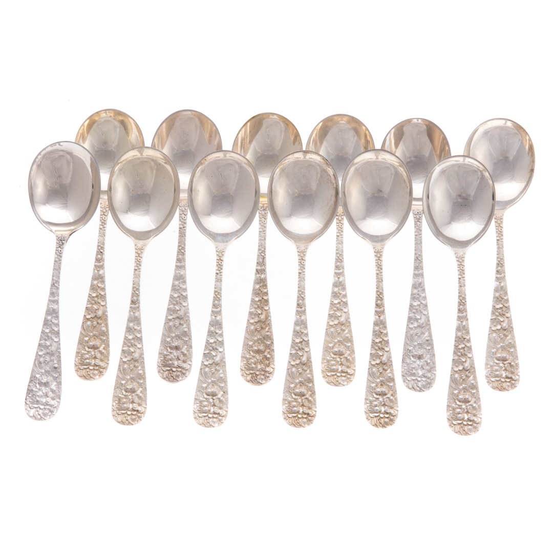 Appraisal: Set of Stieff Rose sterling soup spoons No Monograms ozt