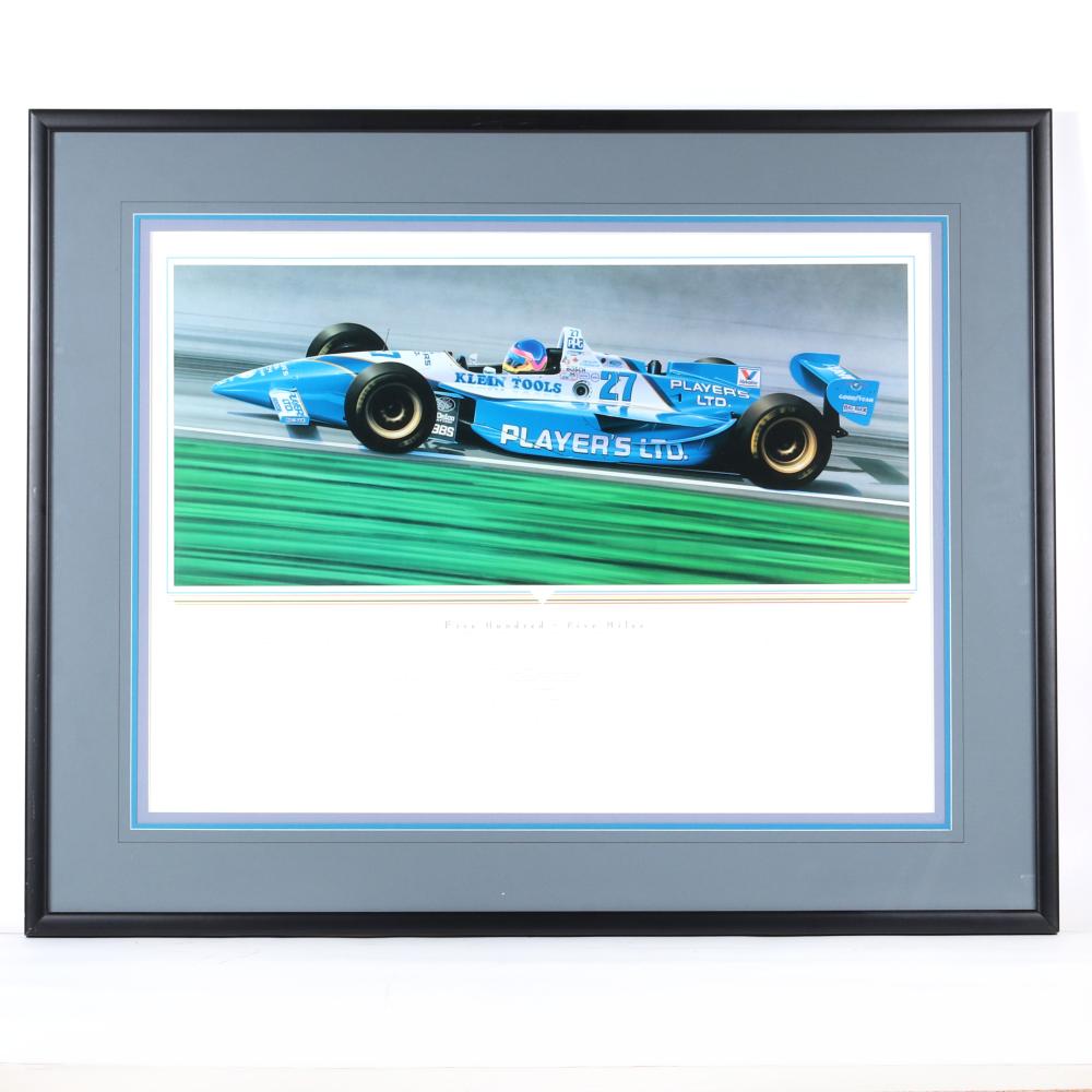 Appraisal: JACQUES VILLENEUVE FRAMED AUTOGRAPHED MILES LITHO Jacques Villeneuve Framed Autographed