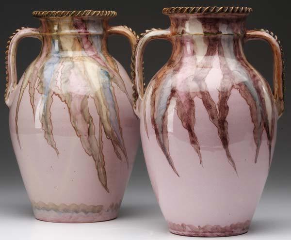 Appraisal: WELLER Pair of rare vases most likely decorated by Dorothy