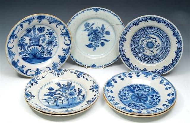 Appraisal: Two pairs of Dutch Delft plates diameter and three further