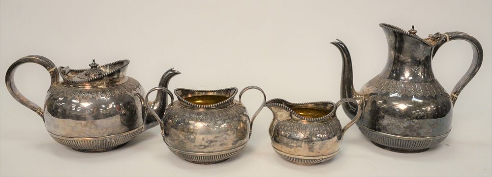 Appraisal: Four Piece Martin Hall Company Silver Tea Service to include