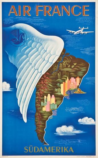 Appraisal: BOUCHER Lucien - AIR FRANCE - SUDAMERIKA lithograph in colors