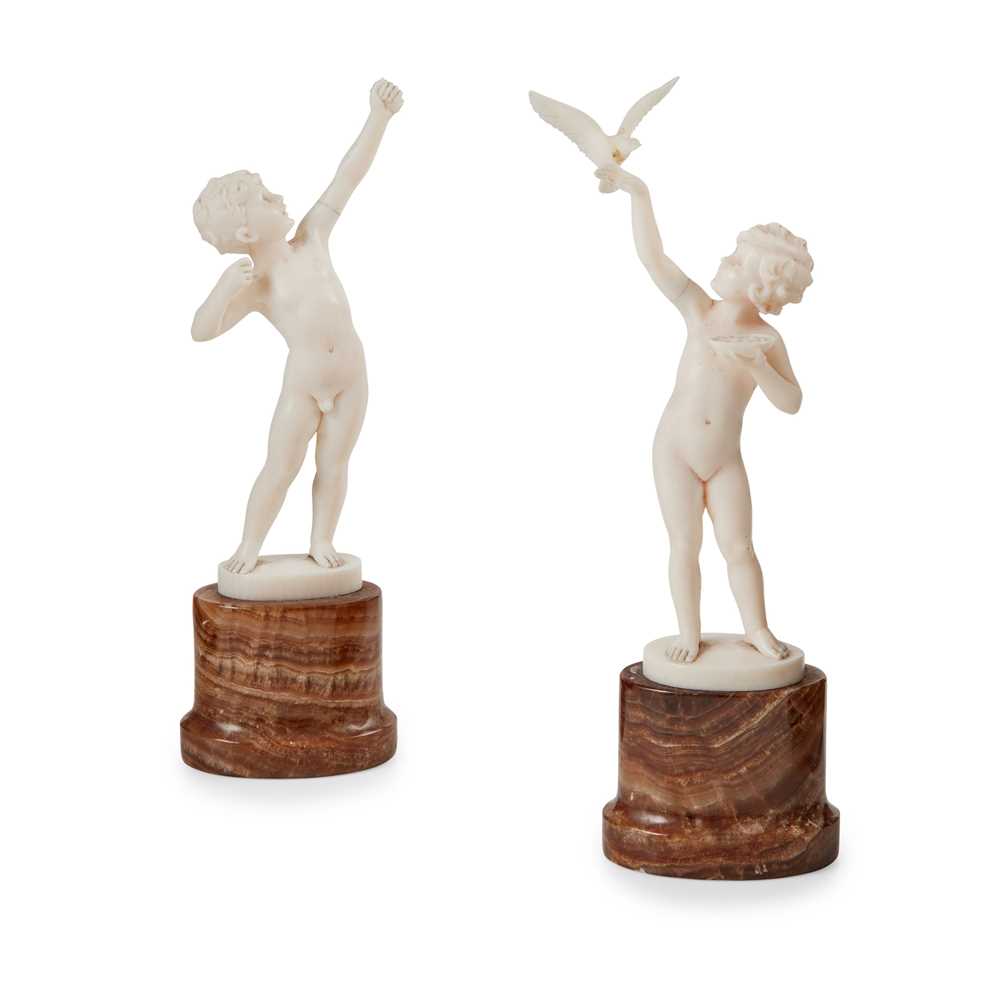 Appraisal: Y FERDINAND PREISS - TWO FIGURES CIRCA ivory raised on