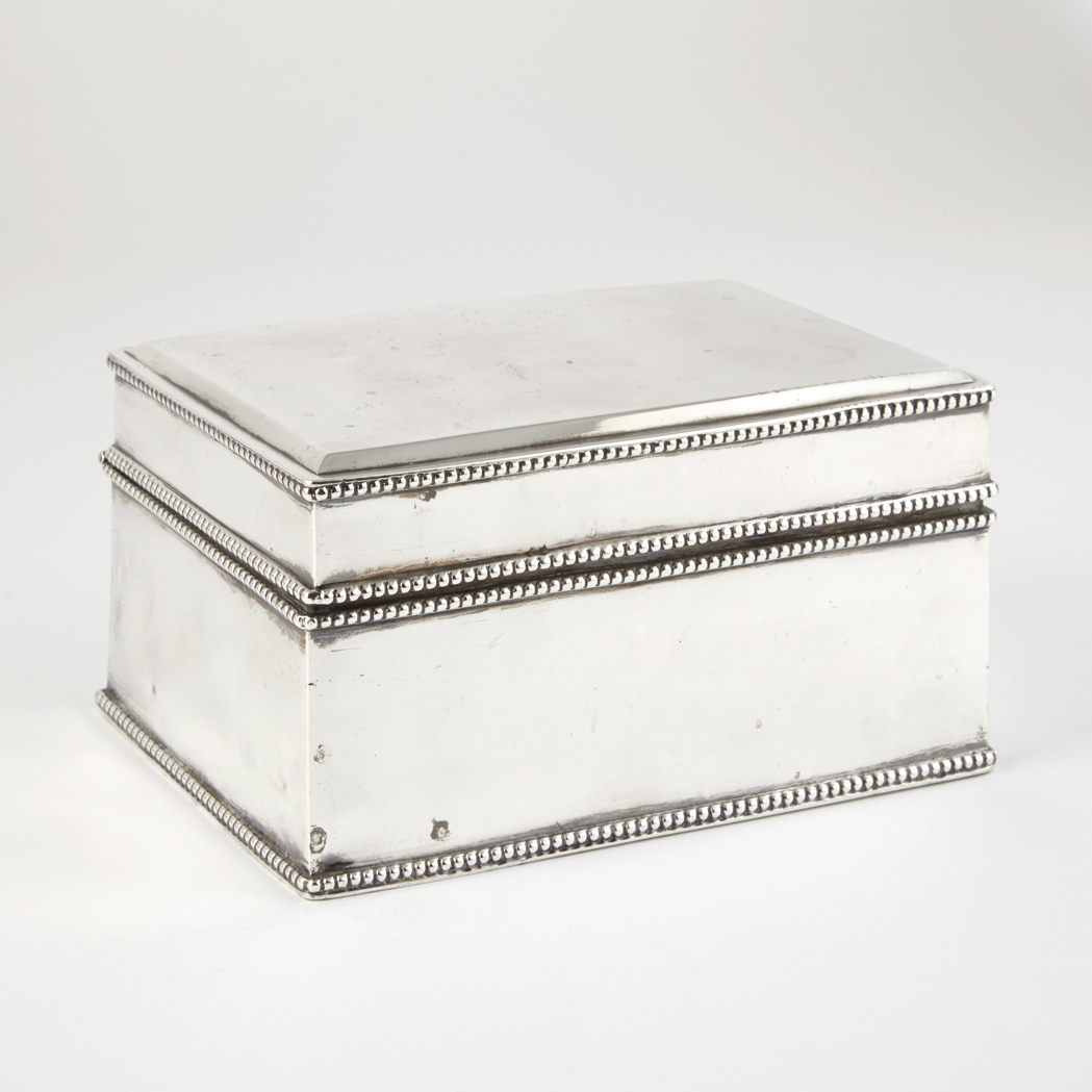 Appraisal: Continental Silver Box and Cover th Century Of rectangular form