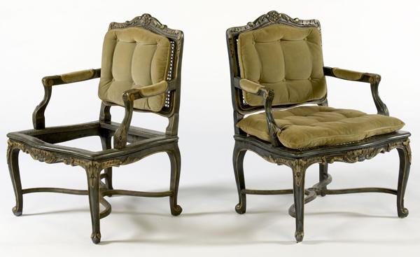 Appraisal: LOUIS XV-STYLE Pair of armchairs x x