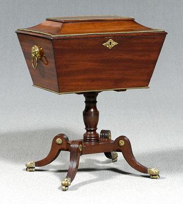 Appraisal: Regency inlaid mahogany cellaret top with double brass beaded moldings