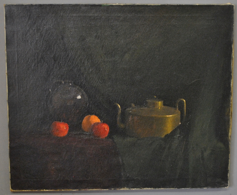 Appraisal: - Crumling Wayne American - oil on canvas dark still