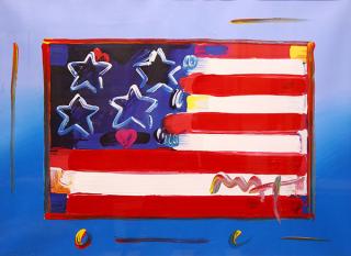 Appraisal: Painting Print Peter Max Peter Max American German b Flag