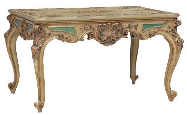 Appraisal: Louis XV style parcel gilt and painted coffee table Spain