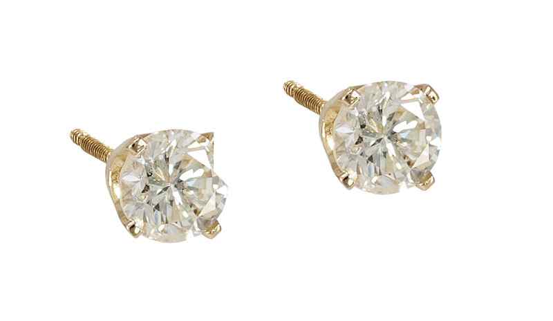 Appraisal: K CTW DIAMOND SOLITAIRE EARRINGS K yellow gold diamond earrings